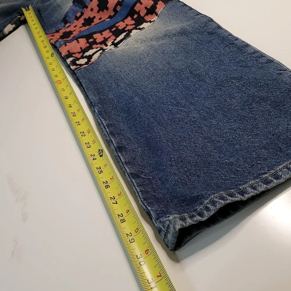 NEW 31 FREE PEOPLE tribal button fly Rocky corduroy patch loose jeans we the NWT - Picture 5 of 16